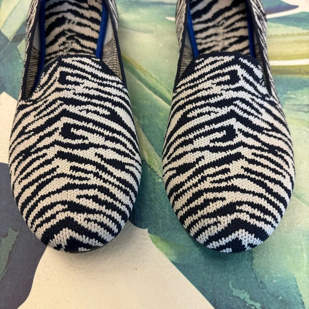 ROTHYS Zebra Print Slip On Flats Size 9.5 Retired Color Comfort Shoe
